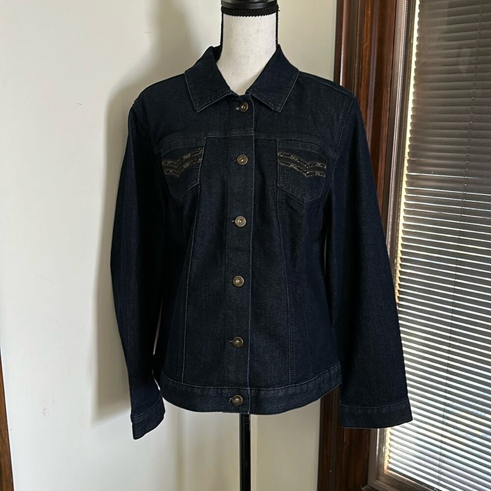 Chico's Outlet | Subtle Rhinestone Denim Jacket Size 2 (L, 12/14) NWT